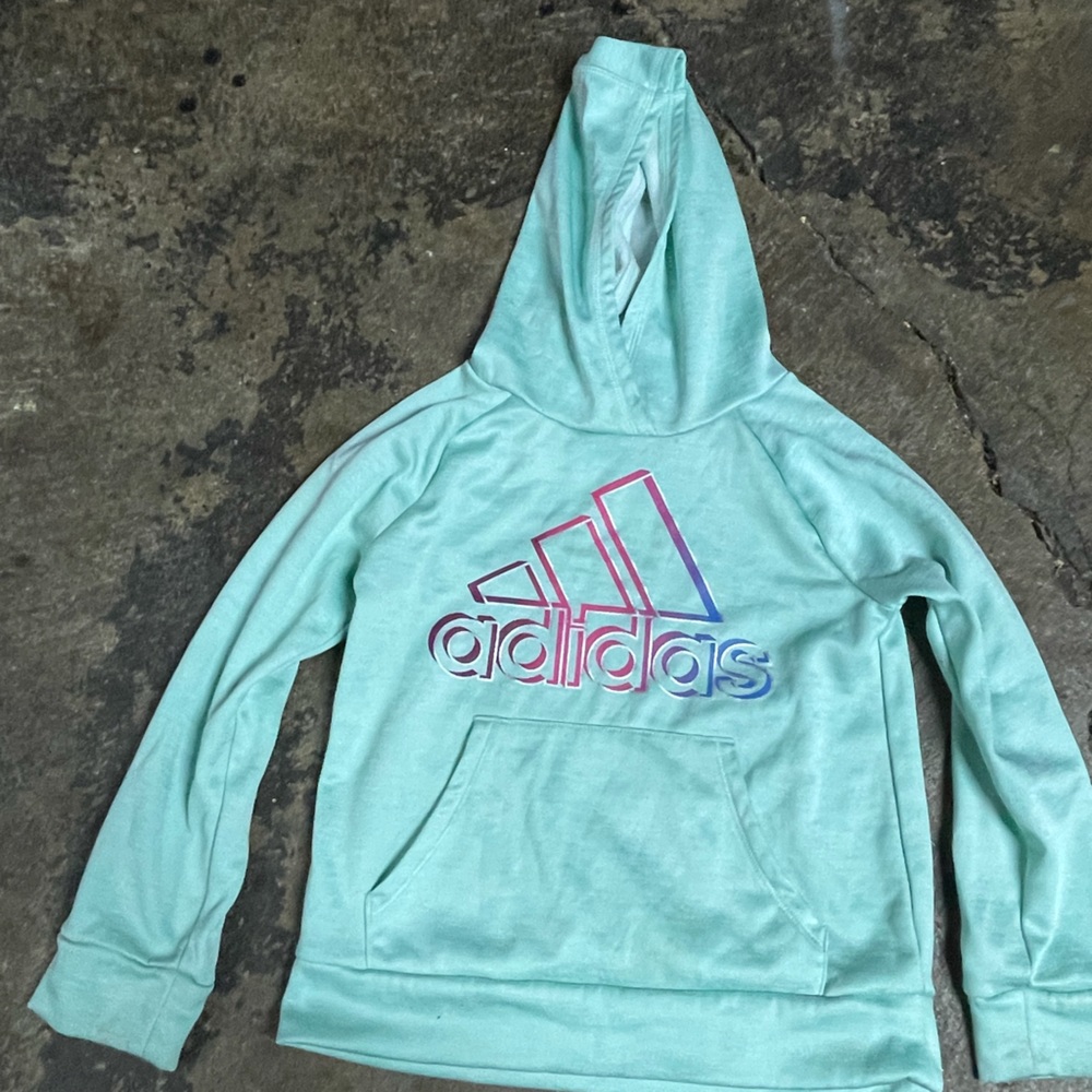 Adidas kids seafoam green sweatshirt hoodie size 6